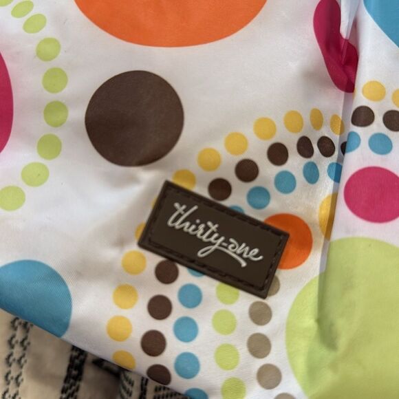 Thirty-One White Dot Lunch Insulated Bag with Playful Design designer tote - Picture 3 of 6